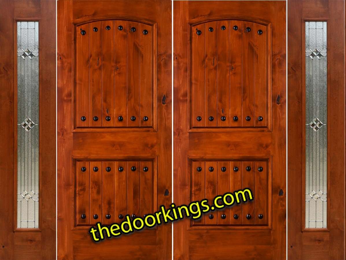 sw62 knotty alder double door with builder zinc sidelites